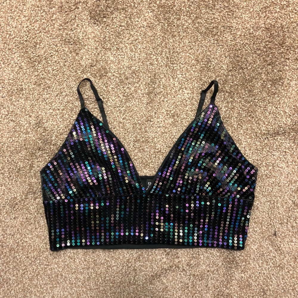 Sequin velvet bralette
